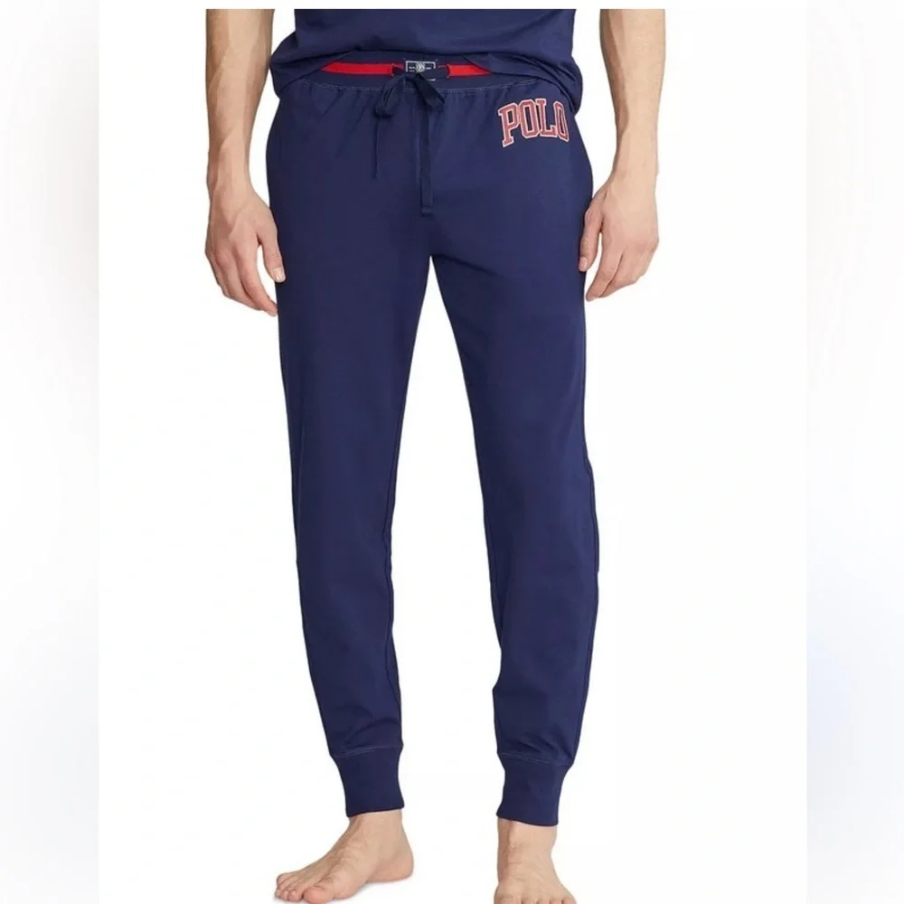 Polo Ralph Lauren Blue pajama Joggers with Red Logo